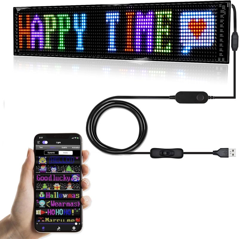 GOTUS Scrolling LED Sign,LED Signs for Business,Programmable Flexible Digital Sign,Bluetooth APP,DIY Animations,Text, Graffiti (27''x5'') - Image 1